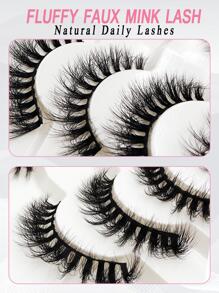 Lông Mi Giả, 7 Cặp Lông Mi Giả Dài Tự Nhiên Faux Mink Fluffy Lash Soft Full Dày Wispy Eye Faux Mink Lashes Trang Điểm Lông Mi Giả - màu đen - Xem 10