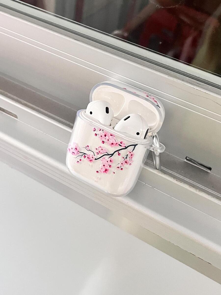 Transparent Cherry Blossom Protective Case Compatible With Apple 2/1, Pro 1/2/3, Soft Silicone Shockproof Full Body Cover - Multicolor - View 1