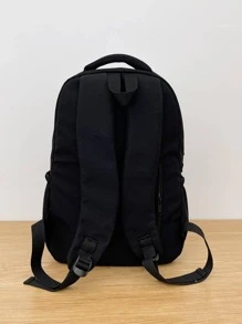 经典休闲通勤/旅行/购物背包，大容量背包，夏季学院书包，多功能宿舍大学男士包，学校背包，假日电脑男士黑色包，返校沙滩包，夏季包，春假包，背包，旅行必备品，大包，学校用品，学生新生活用品，男士必需品 - 黑色 - 查看 3