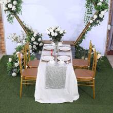 1 件銀色亮片桌布,非常適合派對、晚宴、宴會、假期、婚禮紀念日、展覽和甜點桌 - 銀色 - 查看 7