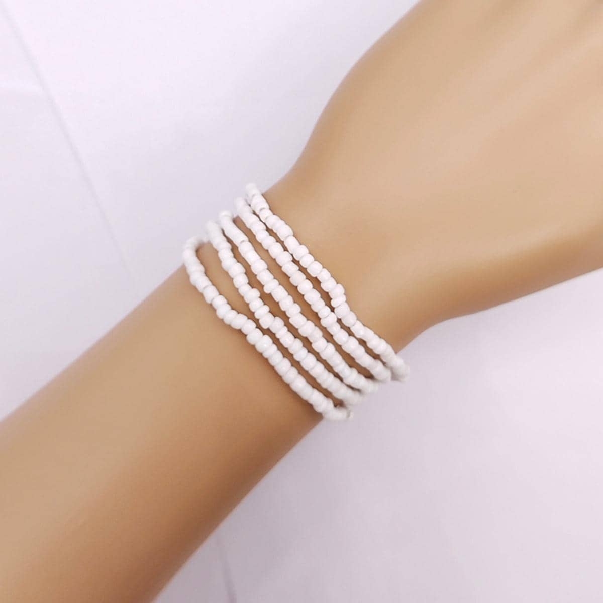 1 vòng tay đính cườm phong cách Bohemian tối giản cho phụ nữ cho kỳ nghỉ - trắng - Xem 1