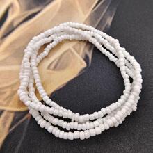 1 vòng tay đính cườm phong cách Bohemian tối giản cho phụ nữ cho kỳ nghỉ - trắng - Xem 3