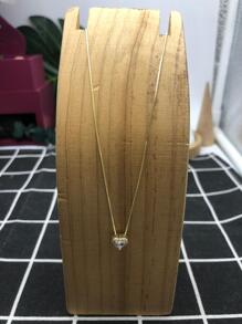 1入組純銀心形吊墜項鍊帶鑽石鑲嵌,時尚&多用途女性高端婚禮首飾類項鍊 - 金色 - 查看 4