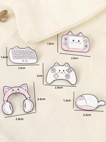 5入組/套卡通貓設計胸針 - 套裝 - 查看 4