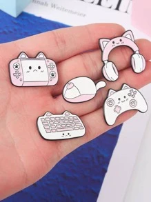 5入組/套卡通貓設計胸針 - 套裝 - 查看 3