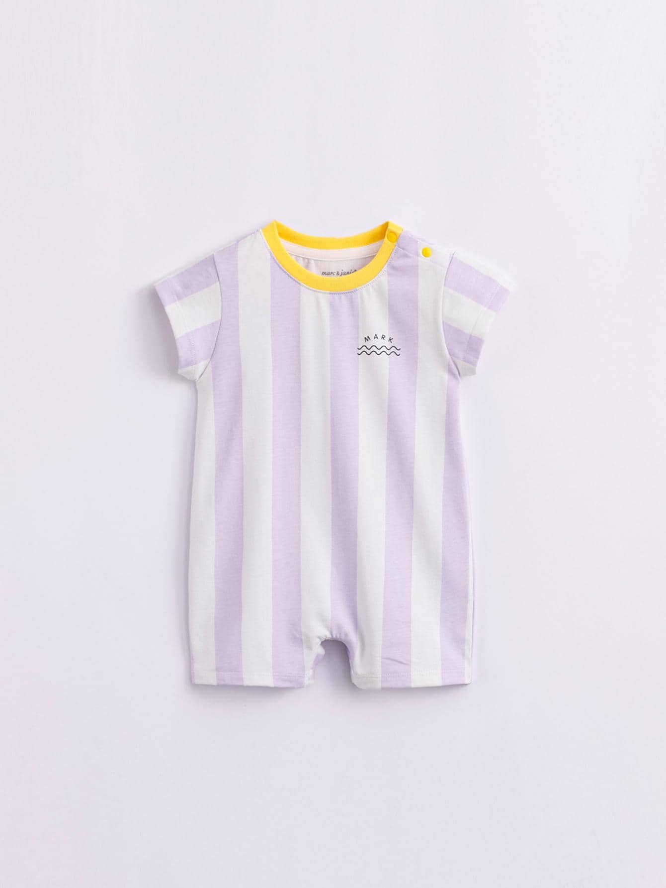 Baby Striped & Letter Graphic Romper - Multicolor - View 1