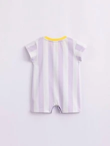 Baby Striped & Letter Graphic Romper - Multicolor - View 2