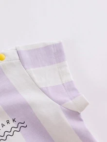 Baby Striped & Letter Graphic Romper - Multicolor - View 4