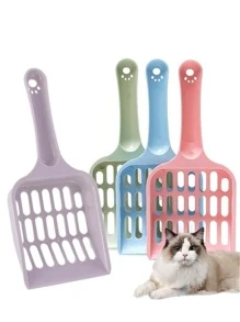 1pc Solid Color Pet Litter Shovel For Cat And Dog For Cleaning - Pink - View 2