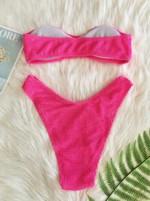 Plain Bandeau Bikini Set For Summer Beach Set