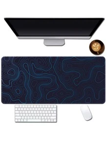 大鼠標墊帶,23.6X11.8X,延長鼠標墊帶布,防滑底座,水抵抗鍵盤墊,桌墊適用於玩家,辦公室&家庭 - 藍色 - 查看 1