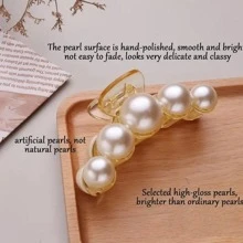 4pcs French Faux Pearl Hair Claw Clip White Elegant Non-Slip Strong Hold Grip Hair Jaw Clip For Thick Hair Accessories Hair Clips Hair Clamps Hair Clutch