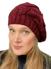 Women Beanie Hat - Burgundy - View 2
