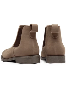 SHOESMALL Men's Chelsea Boots Simple Style Boots British Retro Short Mushroom Boots For Men Casual Suede Fall Ankle Boots - Coffee Brown - View 9