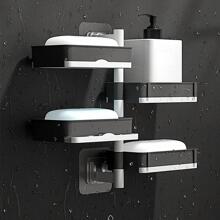 1入組PP肥皂盒，每日雙色可旋轉壁掛式浴室肥皂盒架 - 灰色 - 查看 1