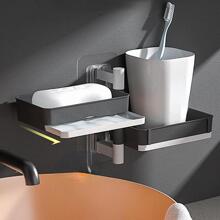 1入組PP肥皂盒，每日雙色可旋轉壁掛式浴室肥皂盒架 - 灰色 - 查看 2