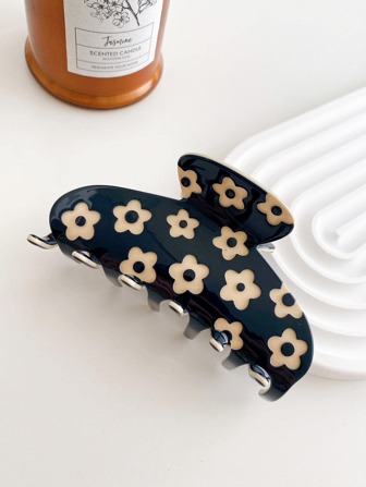 1pc Women Floral Pattern Fashion Hair Claw For Hair Decoration Cute Leopard Print Claw Clips Hair Clips Hair Jaw Clip Hair Clamps Hair Clutch Hair Catcher Clip, School Stuff, College Fall Winter Hair Accessories For Women For Vacation Outfits Woman Flower Hair Clip