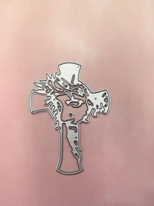 1pc Stainless Steel Cutting Die, Creative Silver Figure Design DIY Etched Stencil Craft Die For DIY Craft, Scrapbooking