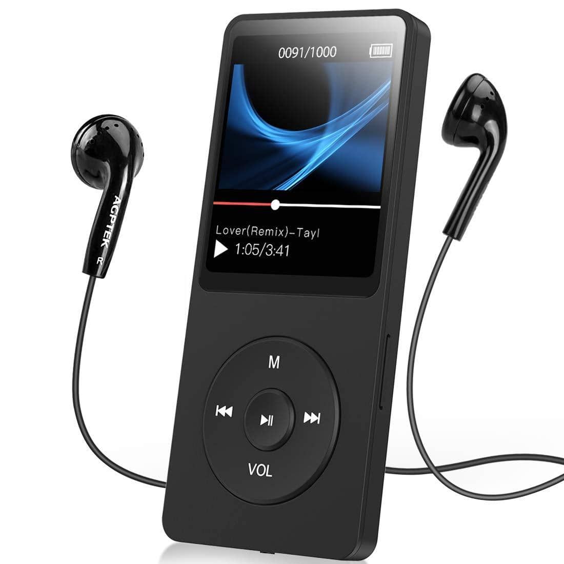 A02S 16GB MP3 Player With FM Radio, Voice Recorder, 70 Hours Playback And Expandable Up To 128GB, Black - 黑色 - 查看 1