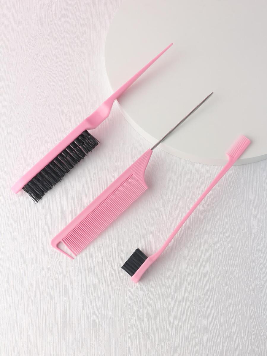 Multifunctional Styling Comb Kit, 3Pcs Polyamide Pink Professional Hair Brush Haircutting Comb Set For All Hair Types - Pink - View 1