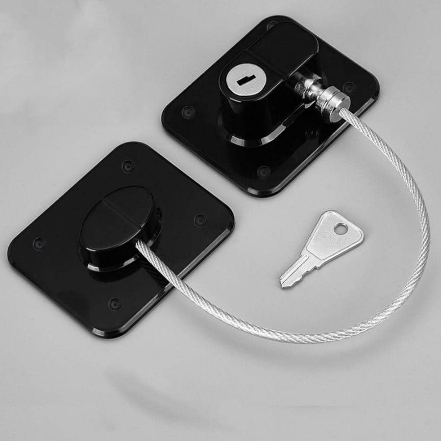 1套塑料鎖，現代家用免打孔安全鎖 - 黑色 - 查看 1