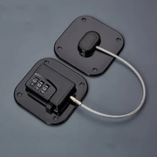 1套塑料鎖，現代家用免打孔安全鎖 - 黑色 - 查看 2