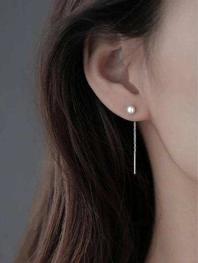 假珍珠裝飾穿耳耳環