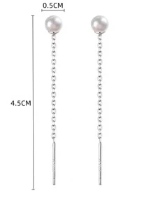 Women's Minimalist Faux Pearl Decor Threader Earrings Christmas Winter Christmas Gifts