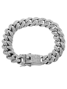 Men Rhinestone Decor Bracelet For Daily Decoration For A Stylish Look - Silver - View 3