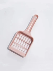 1pc Solid Color Pet Litter Shovel For Cat And Dog For Cleaning - Pink - View 1