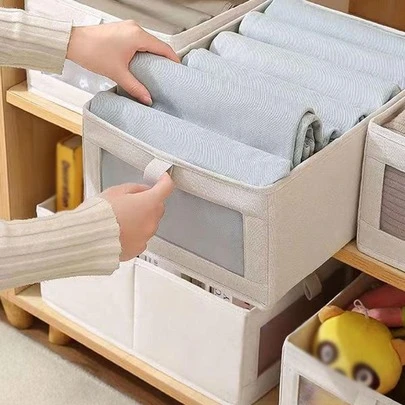 1入組滌綸衣物收納盒，現代米色家用毯子收納盒