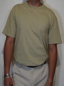 Playera básica de algodón tipo oversized - Camel - Ver 2