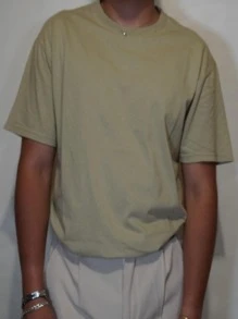 Playera básica de algodón tipo oversized - Camel - Ver 3