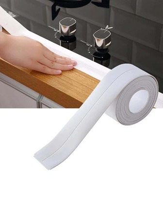 1Roll Caulk Tape, Waterproof PVC Sealing Tape, Self Adhesive Tape For Kitchen Countertop Sink Bathtub Bathroom Shower Toilet And Floor Wall, Edge Protector