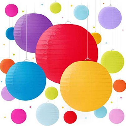 8 قطع من فوانيس الورق الديكورية، مستلزمات حفلة عيد ميلاد لوني، ديكورات كرنفال مكسيكي، فوانيس ورقية ملونة زخرفية على الطراز الصيني/الياباني، مصابيح فوانيس كروية للتعليق ديكور المنزل، الحفلات والأعراس