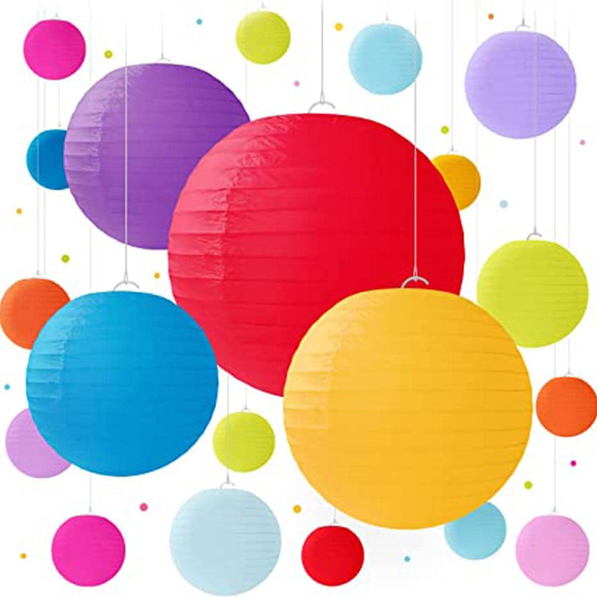8PCS Paper Lanterns Decorative, Party Supplies For Rainbow Birthday Party Mexican Carnival Decorations Colorful Paper Lanterns Chinese/Japanese Paper Hanging Decorations Ball Lanterns Lamps For Home Decor, Parties, And Weddings - Multicolor - View 1