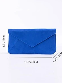 Minimalist Flap Envelope Bag Chain Strap Blue - Royal Blue - View 6