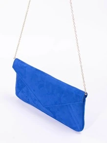Minimalist Flap Envelope Bag Chain Strap Blue - Royal Blue - View 5
