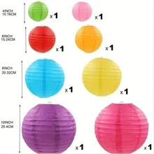 8PCS Paper Lanterns Decorative, Party Supplies For Rainbow Birthday Party Mexican Carnival Decorations Colorful Paper Lanterns Chinese/Japanese Paper Hanging Decorations Ball Lanterns Lamps For Home Decor, Parties, And Weddings - Multicolor - View 3
