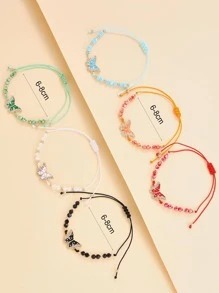 6pcs/set Butterfly Decor Bracelet - Multicolor - View 3