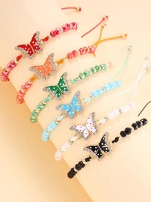 6pcs/set Butterfly Decor Bracelet - Multicolor - View 2