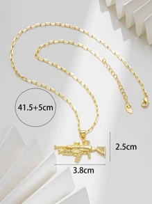 Vòng cổ mặt dây chuyền súng Cubic Zirconia - Vàng - Xem 3