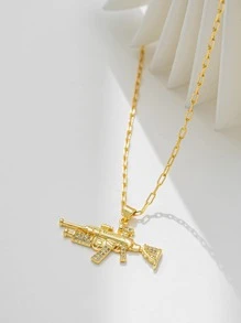 Vòng cổ mặt dây chuyền súng Cubic Zirconia - Vàng - Xem 2