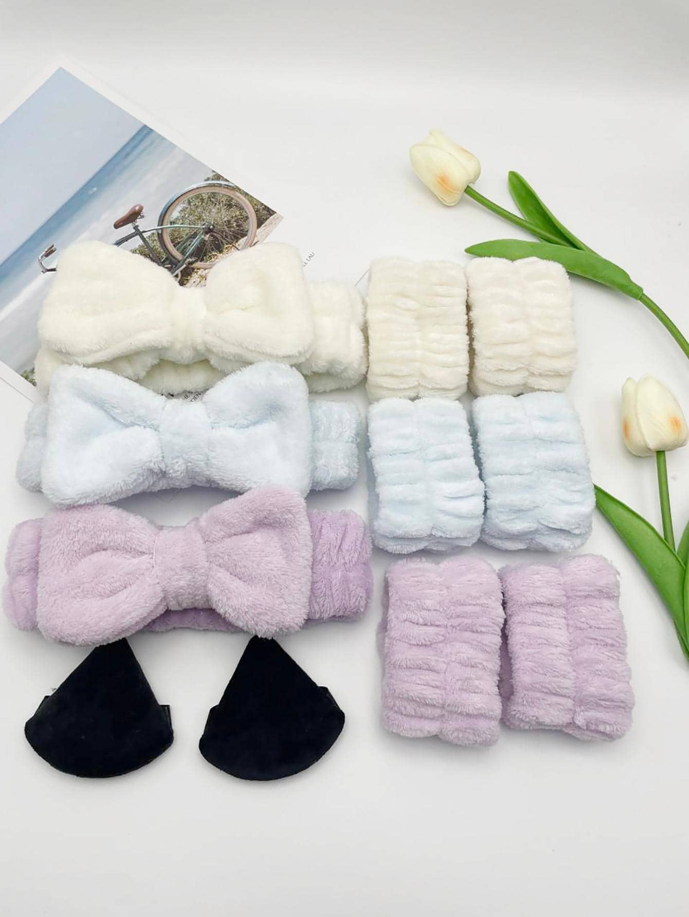 11入組素色沐浴髮帶和沐浴腕帶套裝 - 彩色 - 查看 1