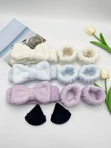 11入組素色沐浴髮帶和沐浴腕帶套裝 - 彩色 - 查看 3