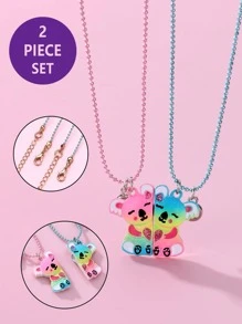 2入組時尚鋅合金考拉吊墜磁性項鍊適合女孩適用於生日禮物