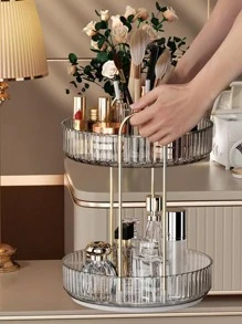 旋轉化妝品收納盒,高容量護膚品透明收納盒香水收納盒化妝品化妝台收納架,適用於香水、口紅、乳液、化妝刷 - 灰色 - 查看 1