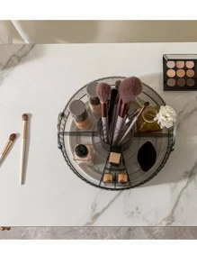 旋轉化妝品收納盒,高容量護膚品透明收納盒香水收納盒化妝品化妝台收納架,適用於香水、口紅、乳液、化妝刷 - 灰色 - 查看 7