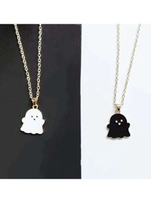 2入組/套情侶鬼吊墜項鍊 - 黑與白 - 查看 1