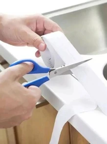 1Cuộn Băng Keo, Băng Niêm Phong PVC Chống Thấm Nước, Băng Keo Tự Dính Cho Mặt Bàn Nhà Bếp Bồn Rửa Bồn Tắm Phòng Tắm Vòi Sen Nhà Vệ Sinh Và Tường Sàn, Bảo Vệ Cạnh - trắng - Xem 6